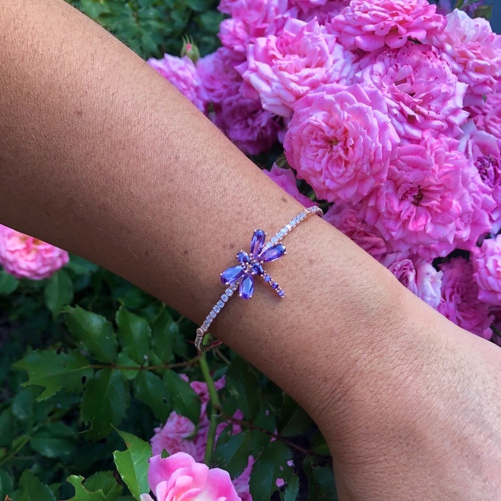 14K Rose Gold Plated Layered Dragonfly Wrap Bracelet